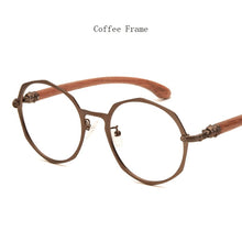 Load image into Gallery viewer, Japanese Brand Round Glasses Frame Man Women 100% Wood Myopia Computer Eyeglasses Frame 2022 Eyewear Prescription Glasses Metal