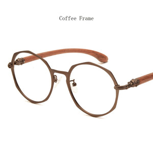 Japanese Brand Round Glasses Frame Man Women 100% Wood Myopia Computer Eyeglasses Frame 2022 Eyewear Prescription Glasses Metal