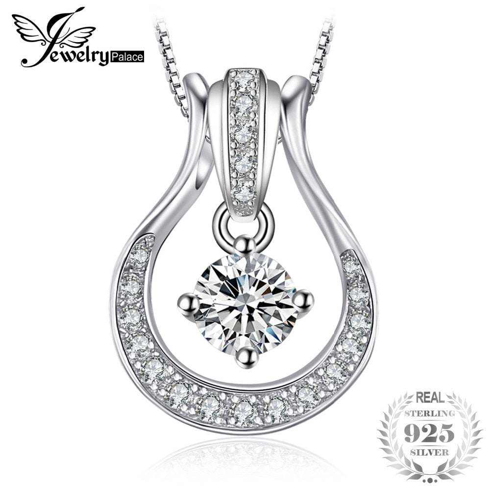 Multi-Charm Cubic Zirconia Pendant Necklace 925 Sterling Silver 45cm New Fine Jewelry for Women/Wife