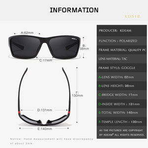 KDEAM Outdoor Polarized Sunglasses Goggles Men Sun Glasses 100%UV Zipper Case Included Sports Eyewear KD510