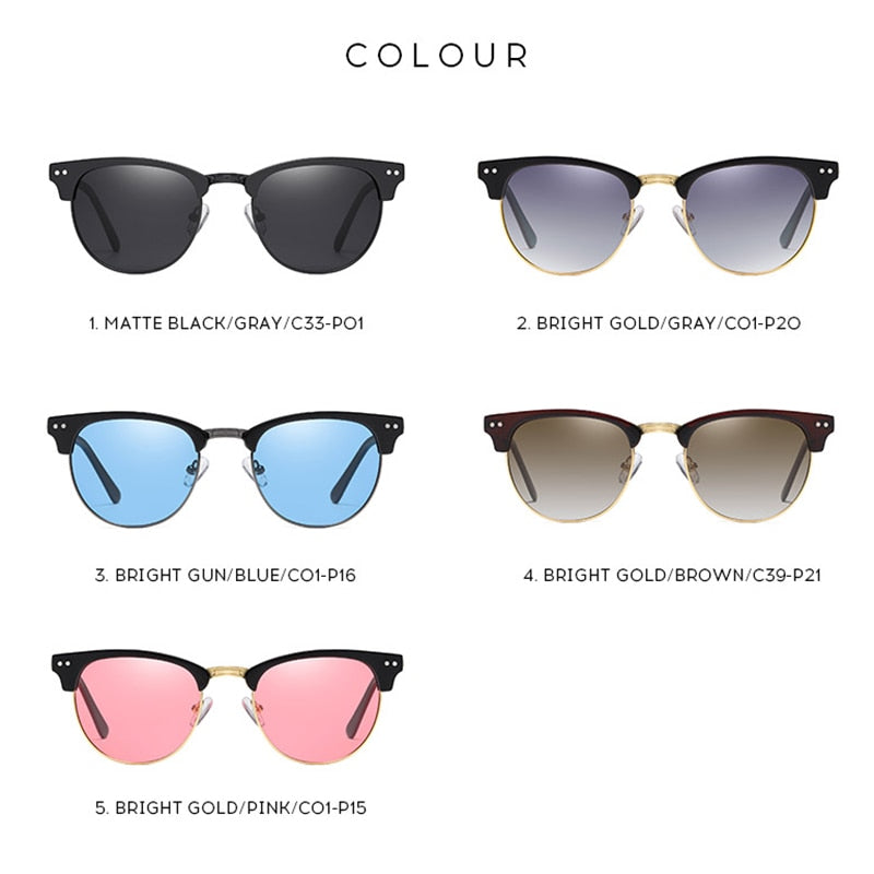 Fashion Vintage Polarized Sunglasses Men Brand Design Eye Sun Glasses Women  Semi Rimless Classic Eyewear Uv400