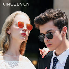 Load image into Gallery viewer, KINGSEVEN Hexagon retro Reflective Sunglasses Men Sun glasses Stainless Steel Eyewear Oculos Gafas De Sol Shades