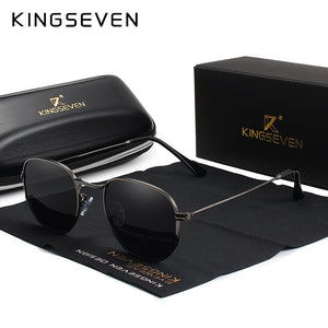 KINGSEVEN Hexagon retro Reflective Sunglasses Men Sun glasses Stainless Steel Eyewear Oculos Gafas De Sol Shades