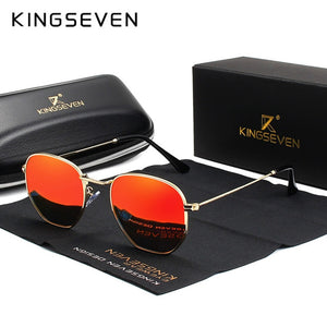 KINGSEVEN Hexagon retro Reflective Sunglasses Men Sun glasses Stainless Steel Eyewear Oculos Gafas De Sol Shades