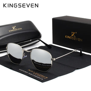 KINGSEVEN Hexagon retro Reflective Sunglasses Men Sun glasses Stainless Steel Eyewear Oculos Gafas De Sol Shades