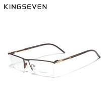 Carica l&#39;immagine nel visualizzatore di Gallery, KINGSEVEN Original Titanium Glasses Half Frame Men Ultralight Retro Square Myopia Prescription Eyeglasses Women Eyewear