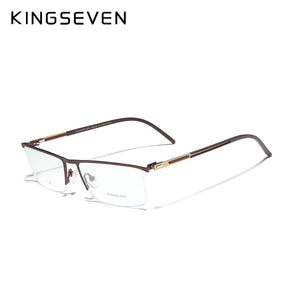 KINGSEVEN Original Titanium Glasses Half Frame Men Ultralight Retro Square Myopia Prescription Eyeglasses Women Eyewear