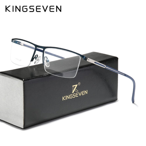 KINGSEVEN Original Titanium Glasses Half Frame Men Ultralight Retro Square Myopia Prescription Eyeglasses Women Eyewear