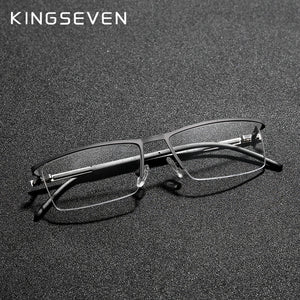 KINGSEVEN Original Titanium Glasses Half Frame Men Ultralight Retro Square Myopia Prescription Eyeglasses Women Eyewear