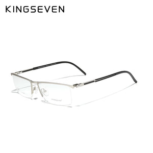 KINGSEVEN Original Titanium Glasses Half Frame Men Ultralight Retro Square Myopia Prescription Eyeglasses Women Eyewear