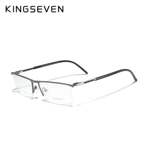 KINGSEVEN Original Titanium Glasses Half Frame Men Ultralight Retro Square Myopia Prescription Eyeglasses Women Eyewear