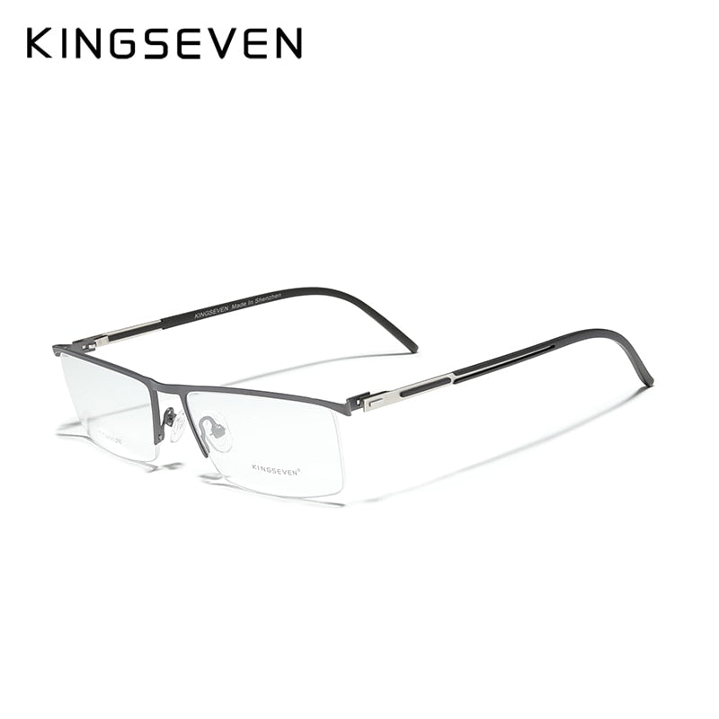 KINGSEVEN Original Titanium Glasses Half Frame Men Ultralight Retro Square Myopia Prescription Eyeglasses Women Eyewear