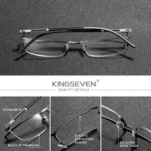 Load image into Gallery viewer, KINGSEVEN Original Titanium Glasses Half Frame Men Ultralight Retro Square Myopia Prescription Eyeglasses Women Eyewear