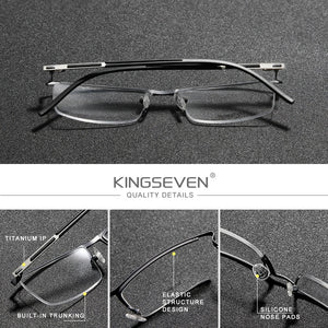 KINGSEVEN Original Titanium Glasses Half Frame Men Ultralight Retro Square Myopia Prescription Eyeglasses Women Eyewear