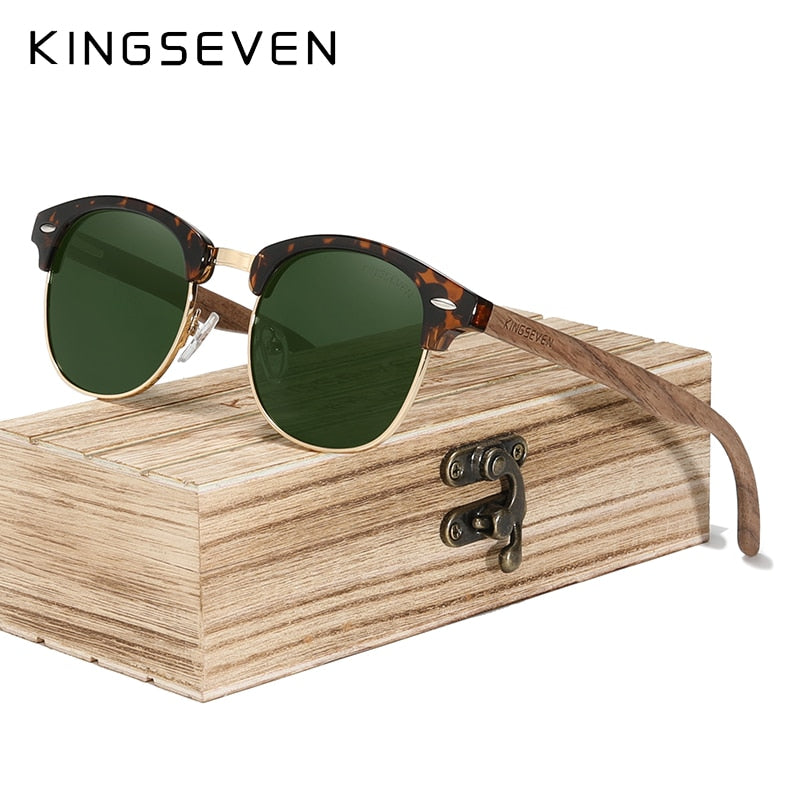 KINGSEVEN New Black Walnut Handmade Sunglasses