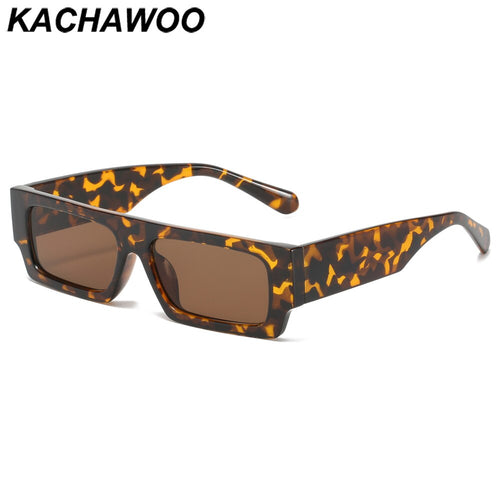 Kachawoo leopard rectangular sunglasses for women flat top eyewear men square simple black white unisex European