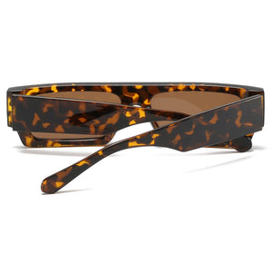 Kachawoo leopard rectangular sunglasses for women flat top eyewear men square simple black white unisex European