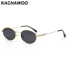 Load image into Gallery viewer, Kachawoo small oval sunglasses men polarized retro eyeglasses alloy frame women shades round gold orange male gifts