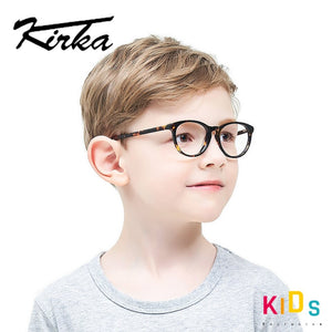 Kirka Kids Round Glasses Frame Retro Myopia Optical Spectacle Black Acetate Frame Transparent Lens Children Eyewear Frame