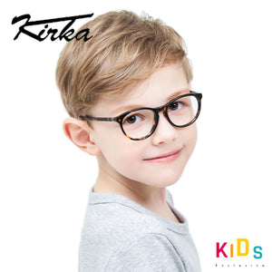 Kirka Kids Round Glasses Frame Retro Myopia Optical Spectacle Black Acetate Frame Transparent Lens Children Eyewear Frame