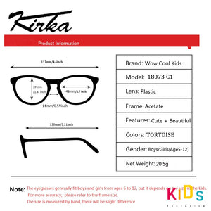 Kirka Kids Round Glasses Frame Retro Myopia Optical Spectacle Black Acetate Frame Transparent Lens Children Eyewear Frame