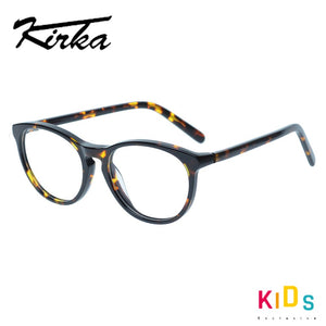 Kirka Kids Round Glasses Frame Retro Myopia Optical Spectacle Black Acetate Frame Transparent Lens Children Eyewear Frame