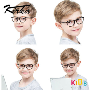 Kirka Kids Round Glasses Frame Retro Myopia Optical Spectacle Black Acetate Frame Transparent Lens Children Eyewear Frame