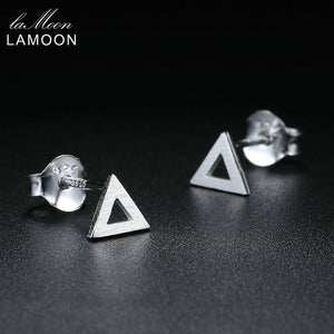 Triangle Shape 100% 925 Sterling Silver Earrings For Women New Hollow S925 Brincos Fine Jewelry Girl Stud Earring EY220