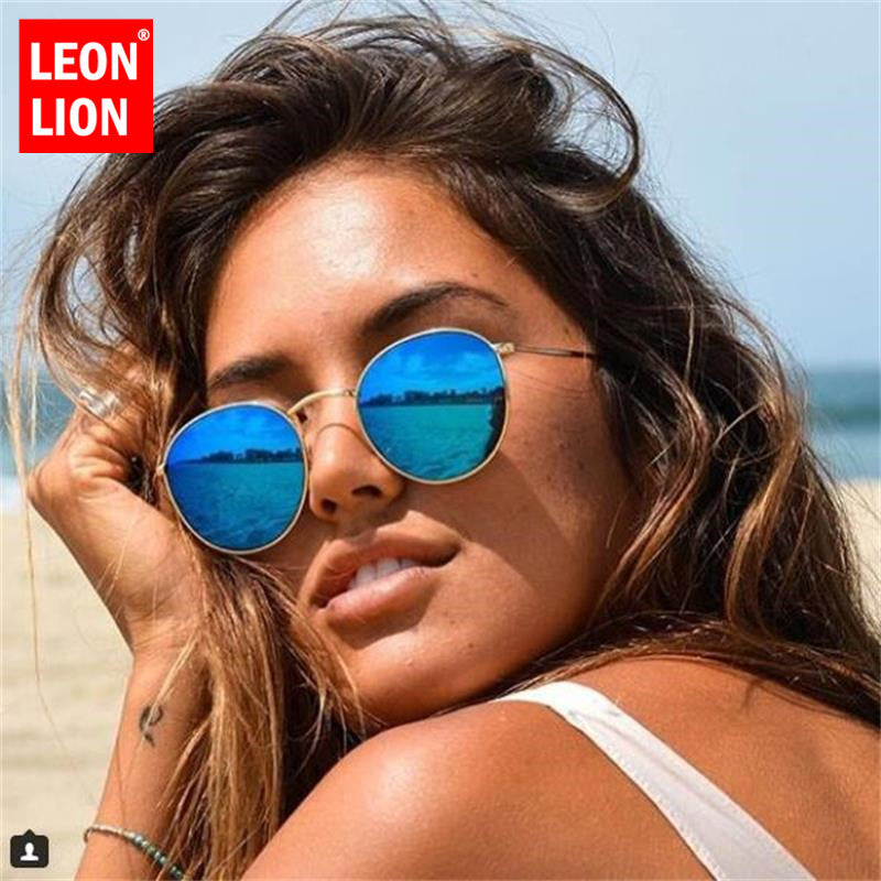 LeonLion Round Sunglasses Men/Women 2023 Mirror Retro Sunglasses