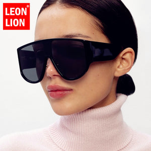LeonLion 2023 One Piece Retro Sunglasses Women Brand Designer Eyewear Women/Men Vintage Oversized Glasses Female Color Shades