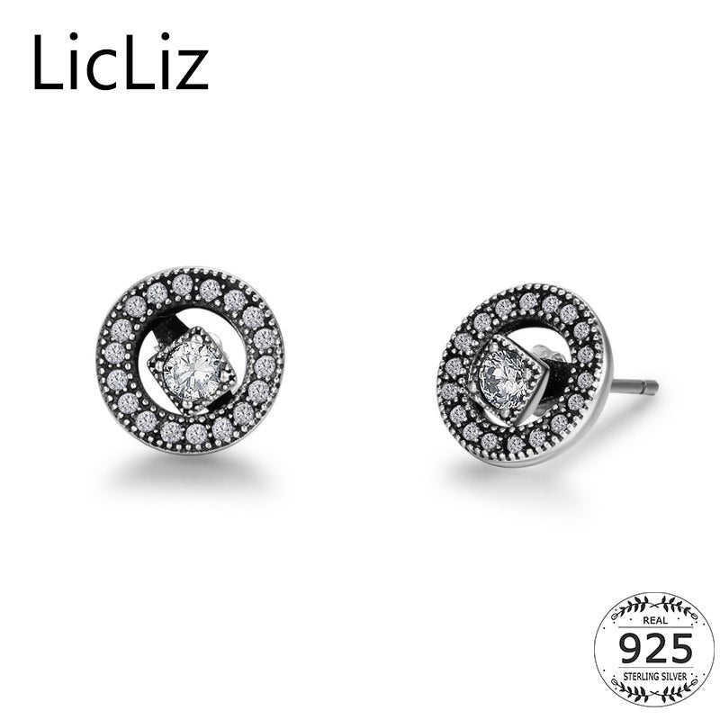 Orecchini con perno quadrato in argento sterling 925 con zirconi cubici Orecchini con perno per donna Orecchino con piercing all'orecchio Cerchio vuoto LE0392 