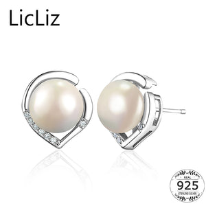 Orecchini a lobo con perle Donna Argento sterling 925 Orecchini a bottone con zirconi cubici Orecchini a goccia Brinco LE0357 