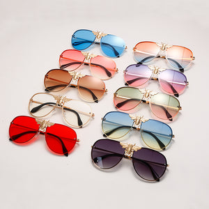 Brand Designer Female Punk Bee Sunglasses Women 2023 Sun Glasses Gradient Shades Lens Ladies UV400 Oculos
