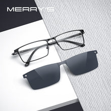 Load image into Gallery viewer, MERRYS DESIGN 2 In 1 Magnet Polarized Clip Glasses Frame Men Titanium Alloy Glasses Frame Square Eyeglasses S2304