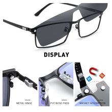 Load image into Gallery viewer, MERRYS DESIGN 2 In 1 Magnet Polarized Clip Glasses Frame Men Titanium Alloy Glasses Frame Square Eyeglasses S2304