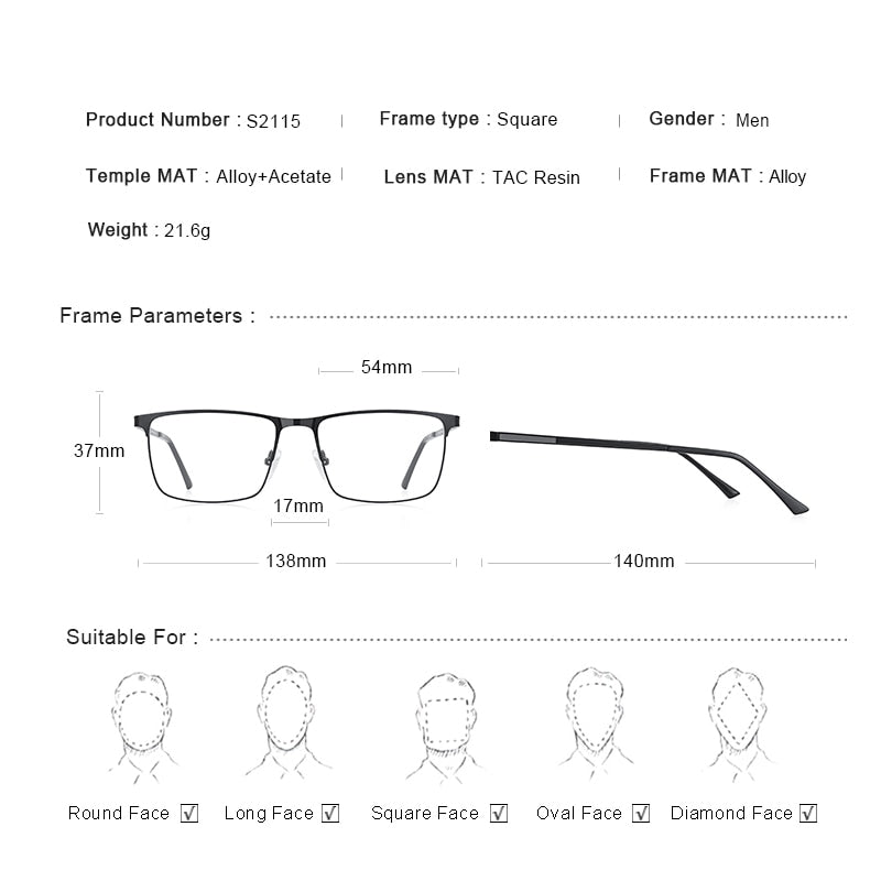 MERRYS DESIGN Men Classic Titanium Alloy Glasses Frame Male Square Ult ...