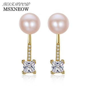 Romantic Silver 925 Jewelry Two Wearing Methods AAAAA Natural Pearl Stud Earrings for Daily Wear Box Free as Gift FE0013