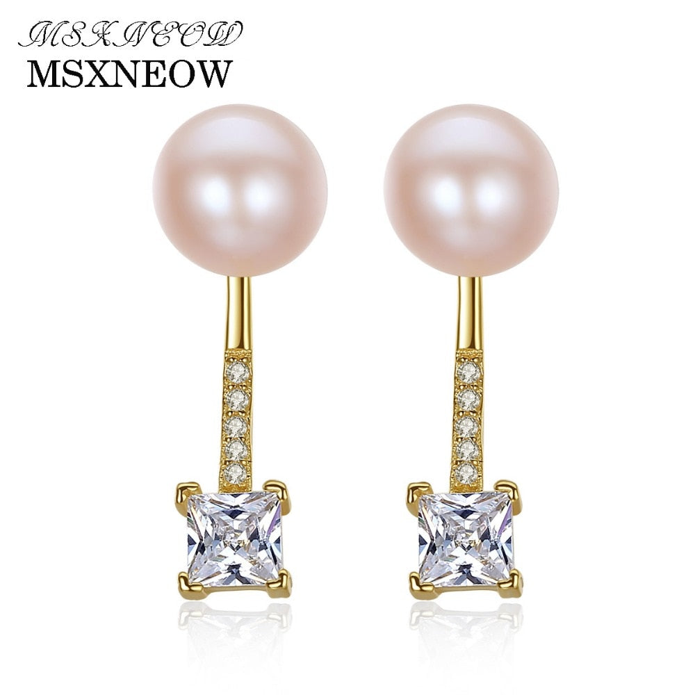 Romantic Silver 925 Jewelry Two Wearing Methods AAAAA Natural Pearl Stud Earrings for Daily Wear Box Free as Gift FE0013