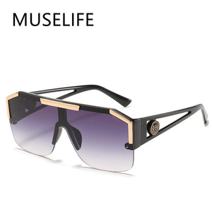 MUSELIFE  Rhinestones Cool Driving Sunglasses Women 2023 Square Big Box Men Women General Glasses