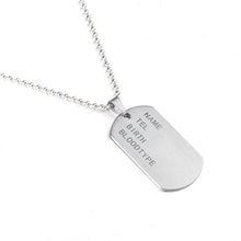 Load image into Gallery viewer, Military Army Tactical Engraving Name ID Tags Cards Pendant Man Necklace&amp;Pendants Stainless Steel Fashion Keychain Men Jewelry