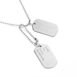 Military Army Tactical Engraving Name ID Tags Cards Pendant Man Necklace&Pendants Stainless Steel Fashion Keychain Men Jewelry