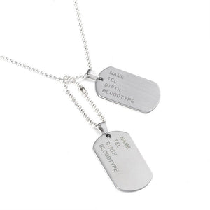Military Army Tactical Engraving Name ID Tags Cards Pendant Man Necklace&Pendants Stainless Steel Fashion Keychain Men Jewelry