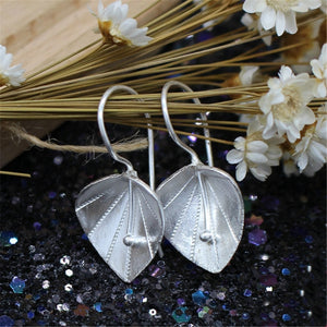 Brand Drop Earrings women Thai handmade crafts long earrings art fresh flowers leaves Thai silver jewelry fashion sweet