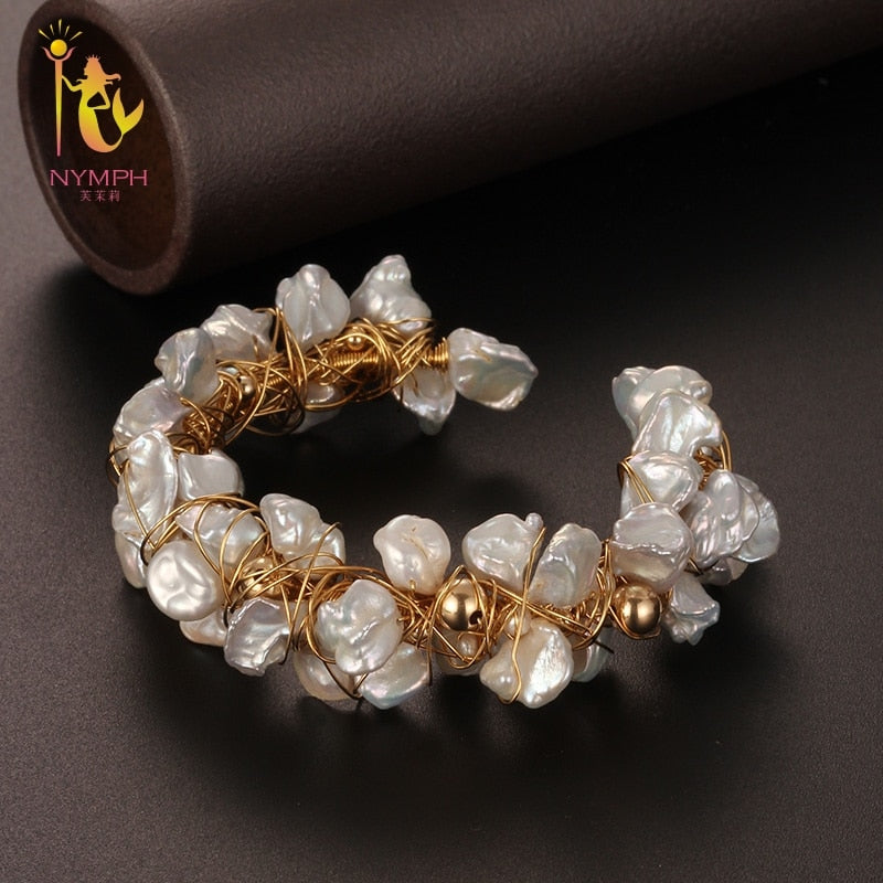 [NYMPH] pearl bracelets natural pearl jewelry baroque natural fresh water pearl bracelet for women S311