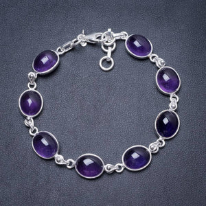 Natural Amethyst Handmade Unique 925 Sterling Silver Bracelet 7 1/2-8 Y2889