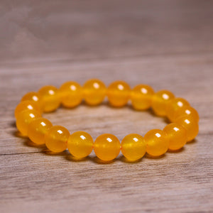 Pietre naturali Braccialetti con topazio giallo Perline tonde di giada Bracciale Uomo Donna Cristallo giallo Quarzo Gioielli con pietre preziose Regalo di energia d'amore 