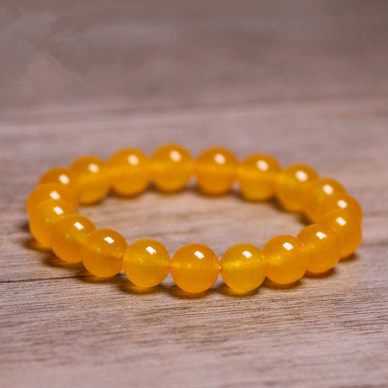 Pietre naturali Braccialetti con topazio giallo Perline tonde di giada Bracciale Uomo Donna Cristallo giallo Quarzo Gioielli con pietre preziose Regalo di energia d'amore 