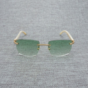 Natural Wood Sunglasses Men Black Buffalo Horn Rimless Eyeglasses Women Accessorie Metal Frame Oculos Square Gafas for Club