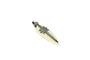 New Fashion Amazing Long Feather Bone Pendant Unique Design Hematite Bead Necklace With CZ Micro Pave Pendant Jewelry