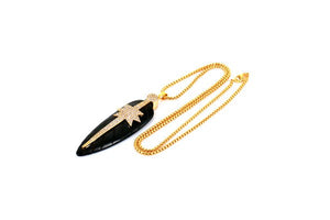 New Fashion Amazing Long Feather Bone Pendant Unique Design Hematite Bead Necklace With CZ Micro Pave Pendant Jewelry